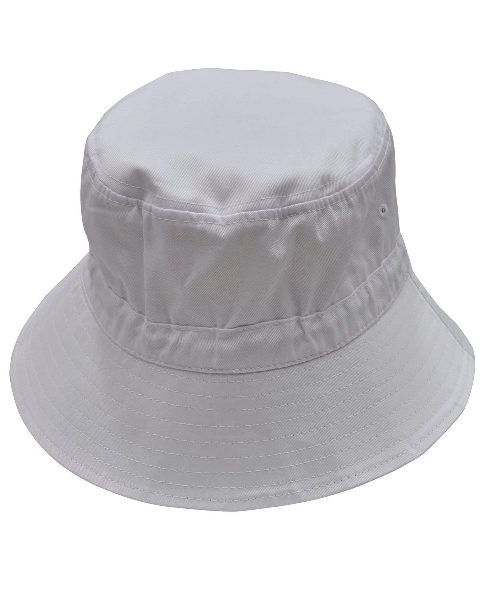 Bucket Hat With Toggle H1034 Active Wear Winning Spirit White S/M 